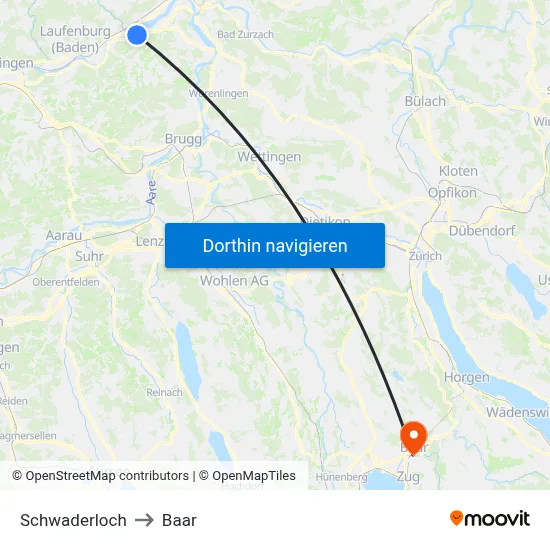Schwaderloch to Baar map