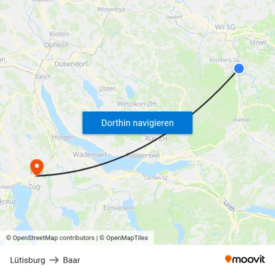 Lütisburg to Baar map