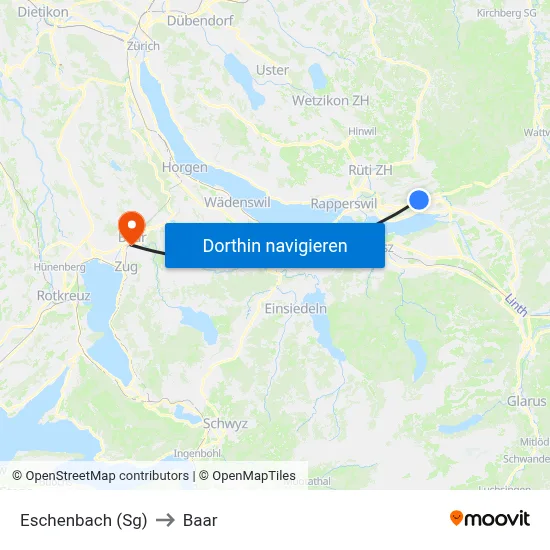 Eschenbach (Sg) to Baar map