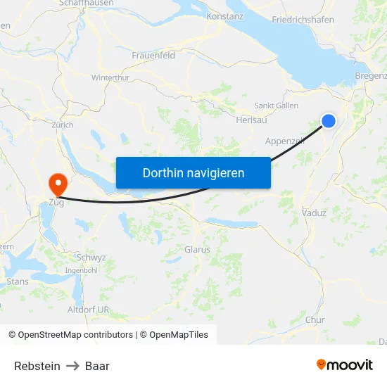 Rebstein to Baar map
