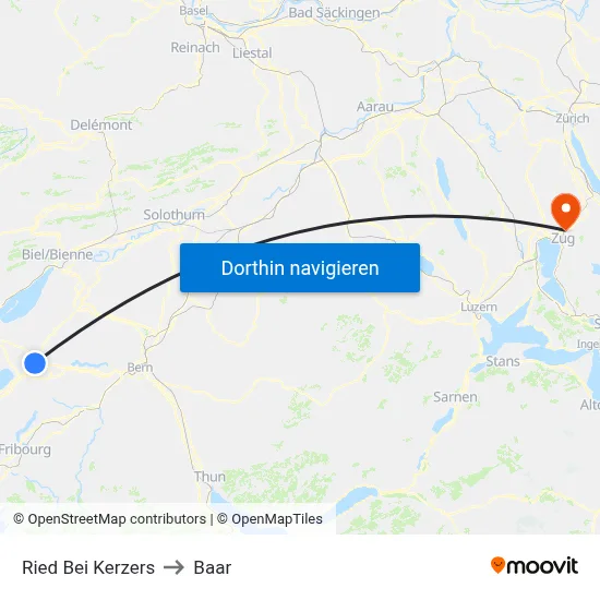 Ried Bei Kerzers to Baar map