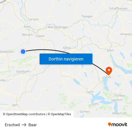 Erschwil to Baar map