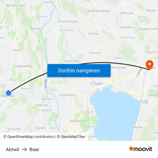 Abtwil to Baar map