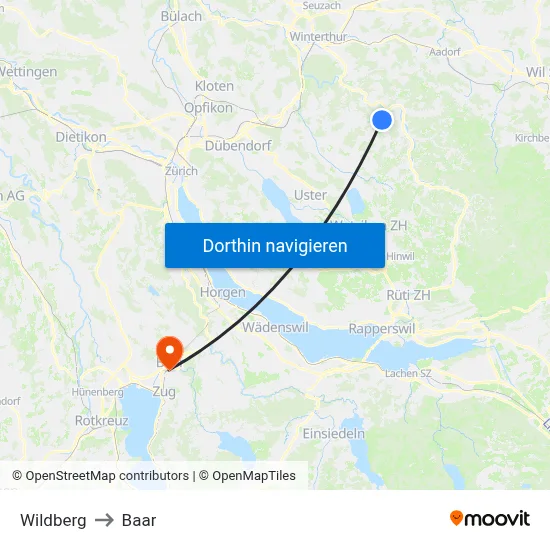 Wildberg to Baar map
