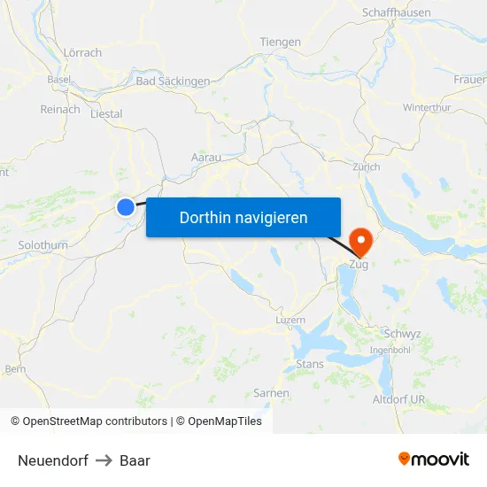 Neuendorf to Baar map