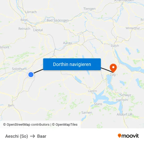 Aeschi (So) to Baar map