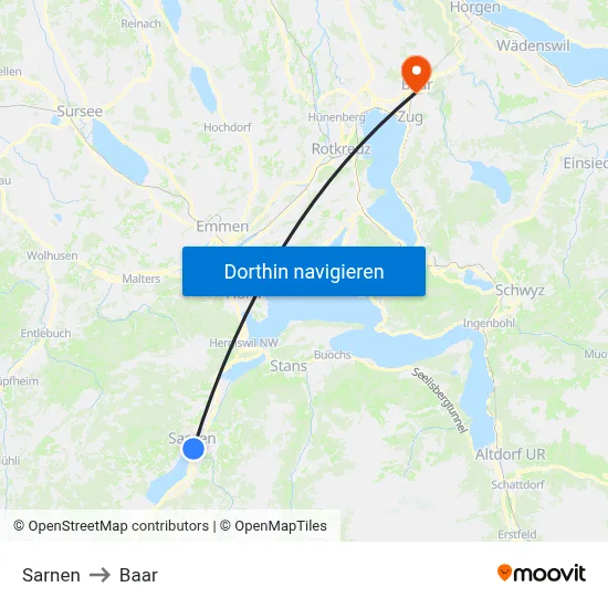 Sarnen to Baar map