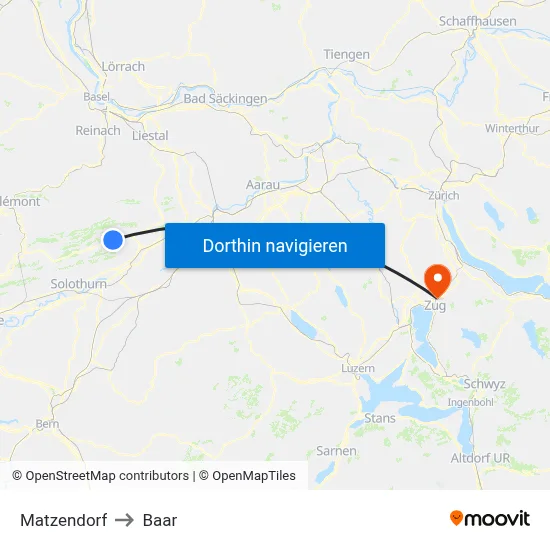 Matzendorf to Baar map