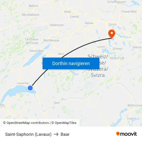 Saint-Saphorin (Lavaux) to Baar map
