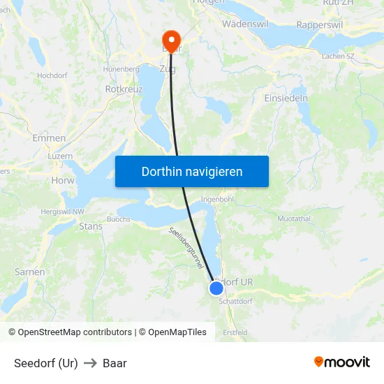 Seedorf (Ur) to Baar map