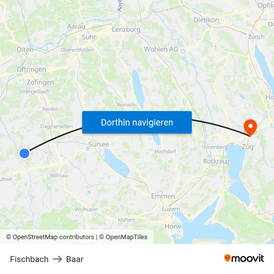 Fischbach to Baar map