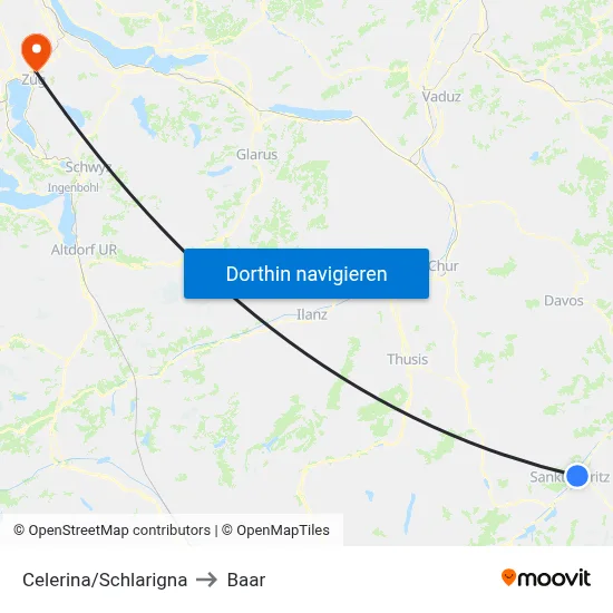 Celerina/Schlarigna to Baar map