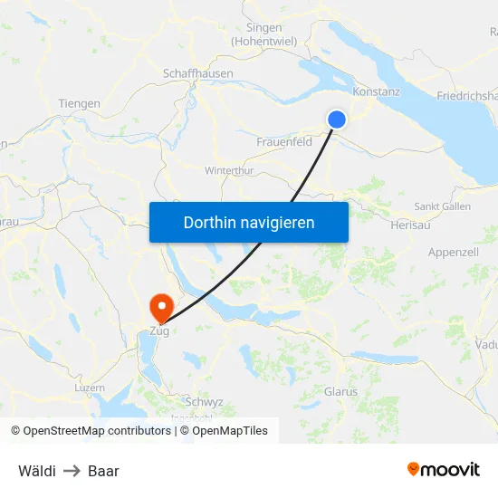 Wäldi to Baar map
