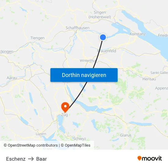 Eschenz to Baar map