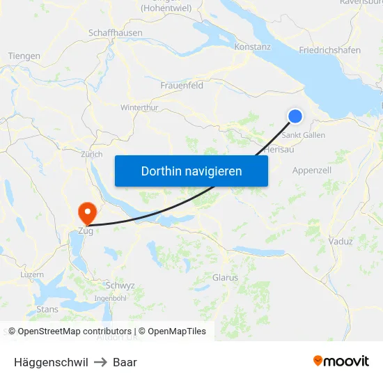 Häggenschwil to Baar map