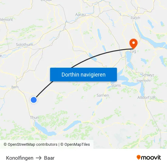 Konolfingen to Baar map