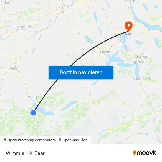Wimmis to Baar map