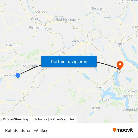 Rüti Bei Büren to Baar map