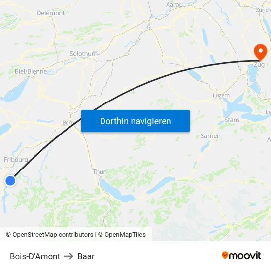 Bois-D’Amont to Baar map