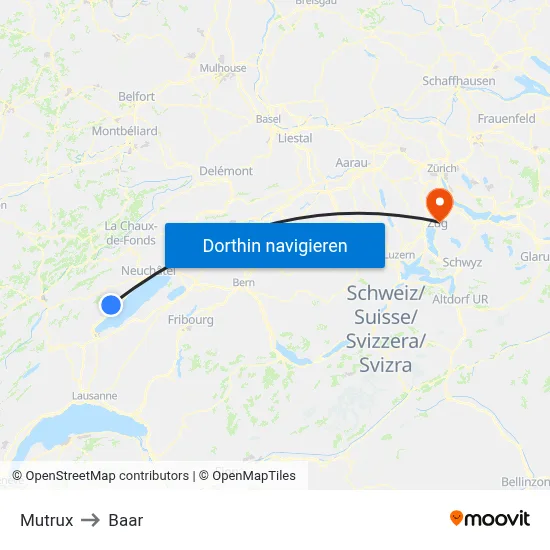 Mutrux to Baar map