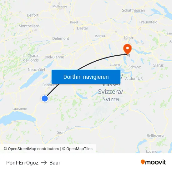 Pont-En-Ogoz to Baar map