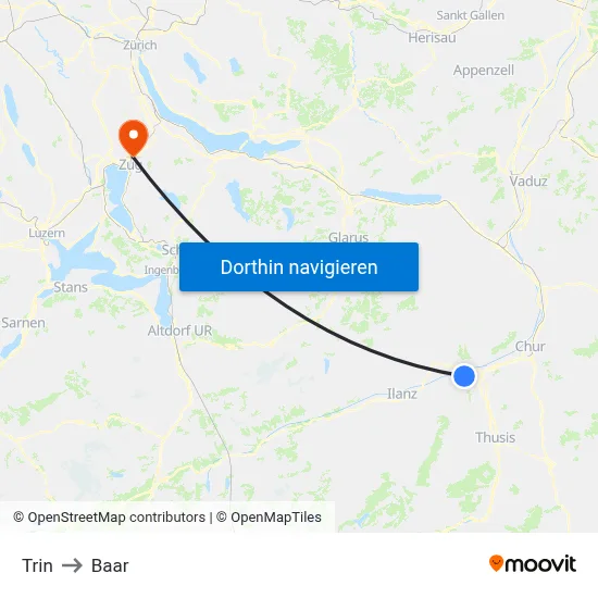 Trin to Baar map