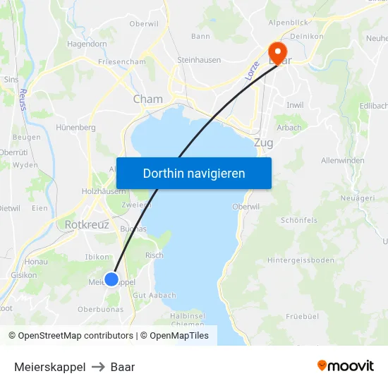 Meierskappel to Baar map