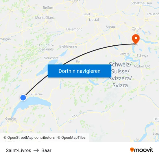 Saint-Livres to Baar map