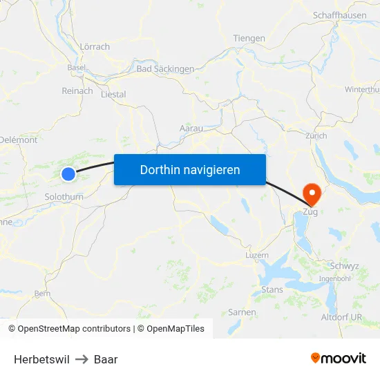 Herbetswil to Baar map