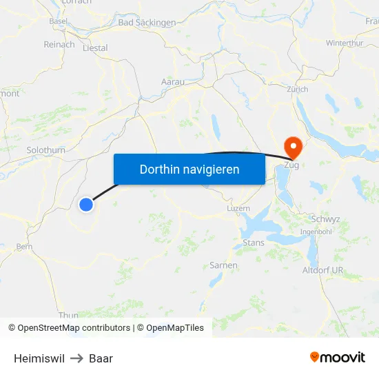 Heimiswil to Baar map