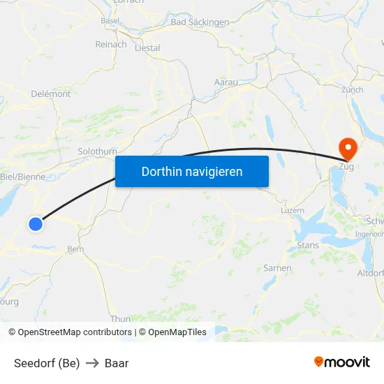 Seedorf (Be) to Baar map