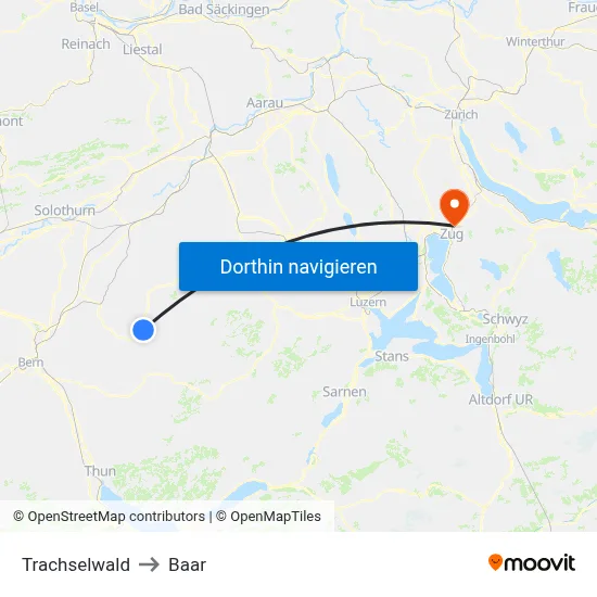 Trachselwald to Baar map