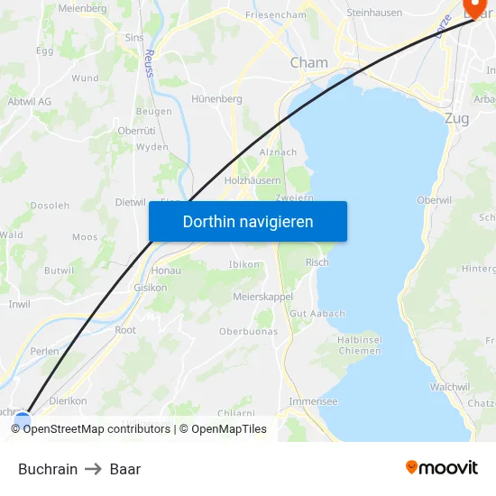 Buchrain to Baar map