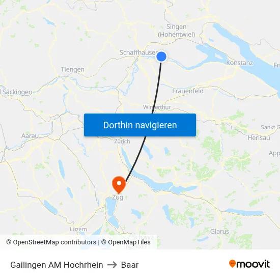 Gailingen AM Hochrhein to Baar map