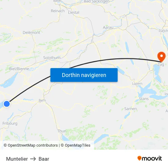 Muntelier to Baar map