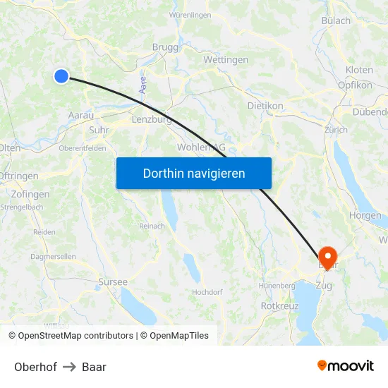 Oberhof to Baar map