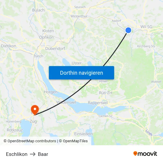 Eschlikon to Baar map