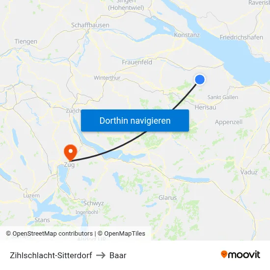 Zihlschlacht-Sitterdorf to Baar map