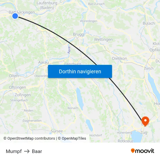 Mumpf to Baar map
