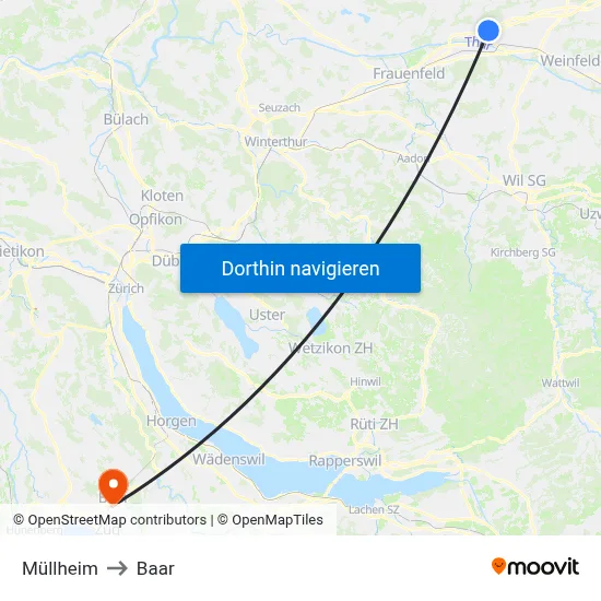 Müllheim to Baar map
