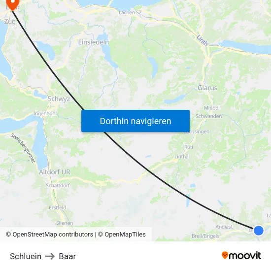 Schluein to Baar map