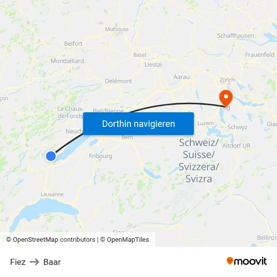 Fiez to Baar map