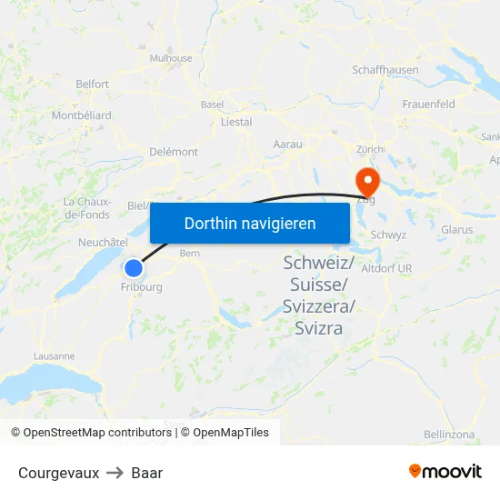 Courgevaux to Baar map