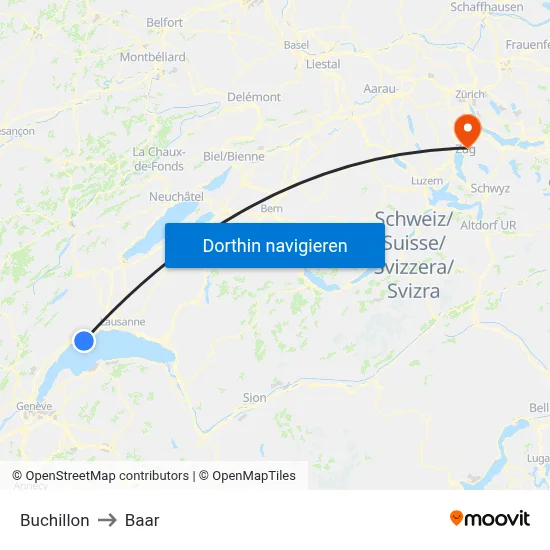 Buchillon to Baar map