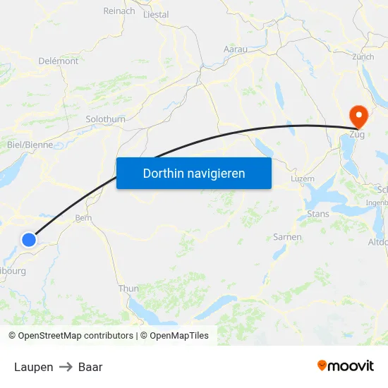 Laupen to Baar map