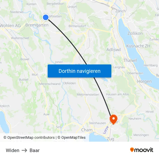 Widen to Baar map