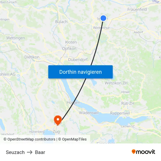 Seuzach to Baar map