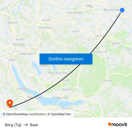 Berg (Tg) to Baar map