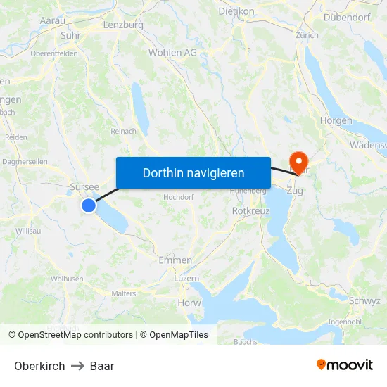 Oberkirch to Baar map