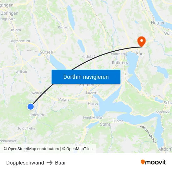 Doppleschwand to Baar map